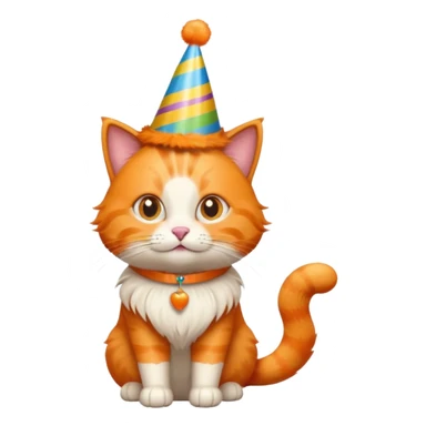 Orange cat wearing a birthday hat sticker