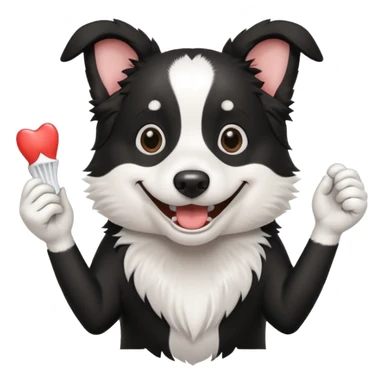 border collie holding a tooth sticker