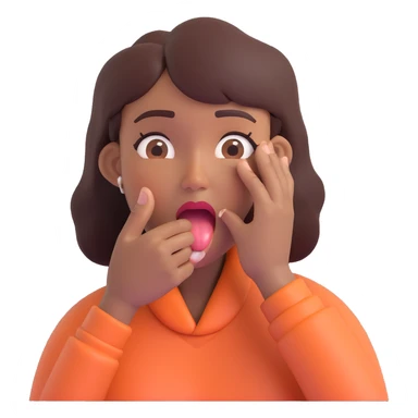 emoji of a woman with medium-dark skin tone, one hand grabbing her own throat, distressed expression, tongue out sticker