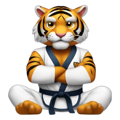 Tiger with evil face   jiu jitsu with his arms crossed sticker