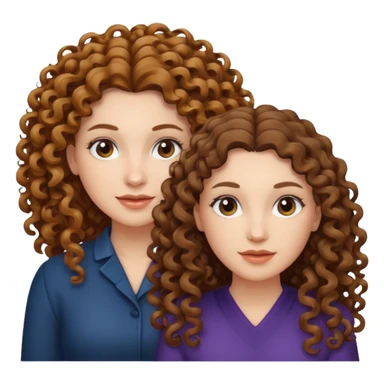 White woman with curly hair and white woman with long brown hair sticker