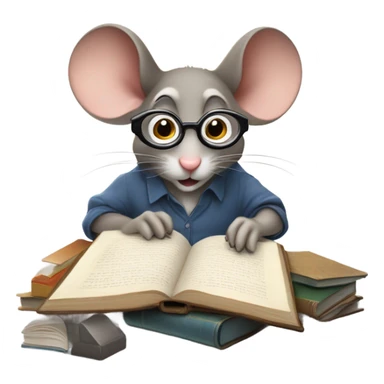 mouse studying hard sticker