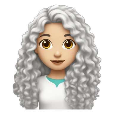 White skin color pakistani girl with black frizzy long hair sticker