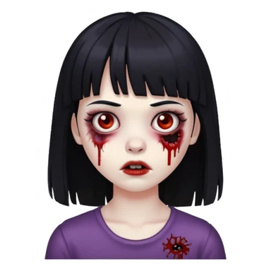 girl zombie with black hair with bangs sticker