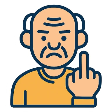 an old man giving the middle finger sticker