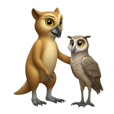 An owl shaking hands with a kangaroo  sticker
