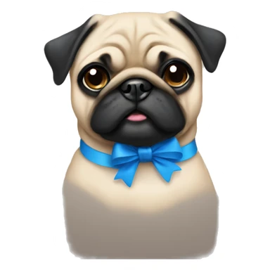 Pug with a blue bow  sticker