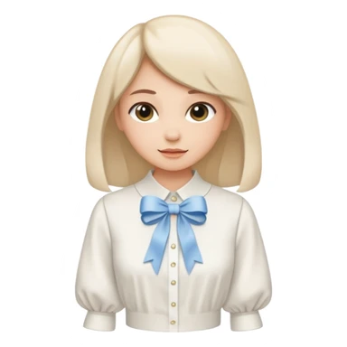 ehite blouse with ribbon sticker