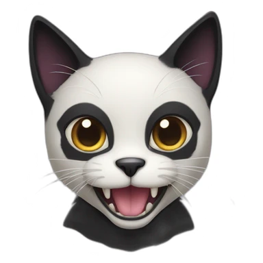 black cat with a white spot on the chest and vamier teeth sticker