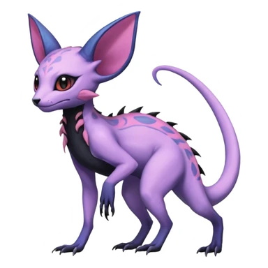 Rare realistic cool cute epic aesthetic gothic colorful Salandit-Amaura-Espeon-Genet-species-Fakemon-hybrid-creature, with markings, full body sticker
