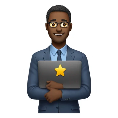 man with laptop rate with 5 stars sticker