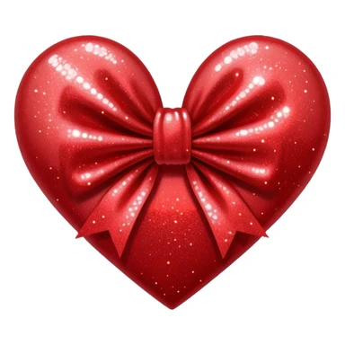 red glitter bow heart sticker