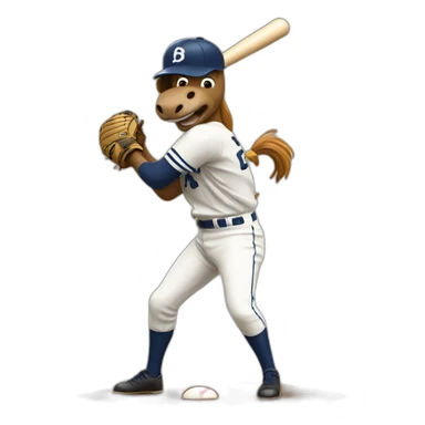 A horse playing baseball  sticker