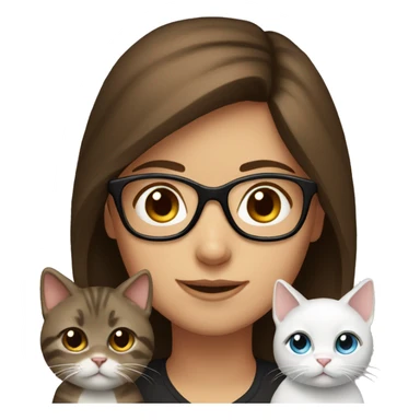 Brown haired girl with glasses and two cats  sticker