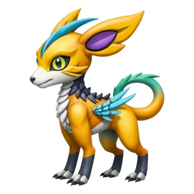 Colorful Meloetta-Wargreymon-Sergal-Pokémon-Digimon-Fakémon-fusion-hybrid-creature sticker