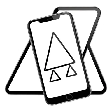 Minimalistic flat vector icon, iOS style, thin black contour on white background. Simple code window with a small play triangle in the corner, and a smartphone outline next to it. Clean, no text, no shadows sticker