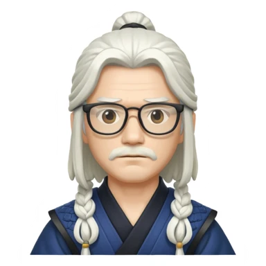 white long hair samurai with glasses sticker