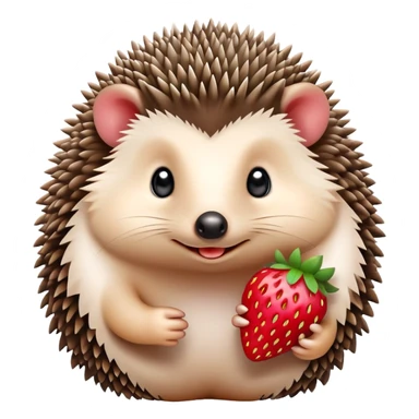Cute hedgehog with a strawberry sticker