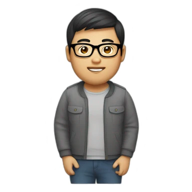 Asian chub guy with glasses sticker
