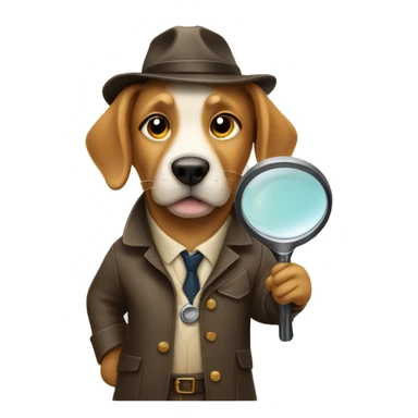 dog detective holding a magnifying glass sticker