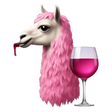 Pink llama drinking wine  sticker