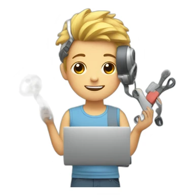 kid multitasking with 2 things at once sticker