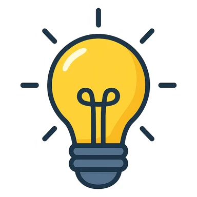 yellow lightbulb icon with glowing effect, black outline, modern color icon style sticker
