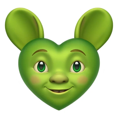 green heart emoji but with shrek ears sticker