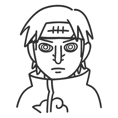 Nagato character as a line art icon, only black outlines, no fill, very simplified sticker