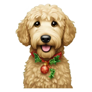 golden doodle with christmas decor  sticker