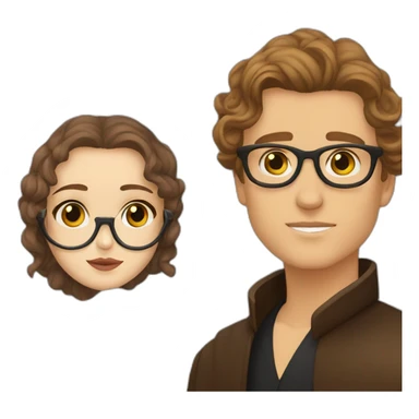 anakin with glasses and padme with hazel eyes, wavy hair sticker