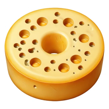 small aged cheese wheel with rind. sticker