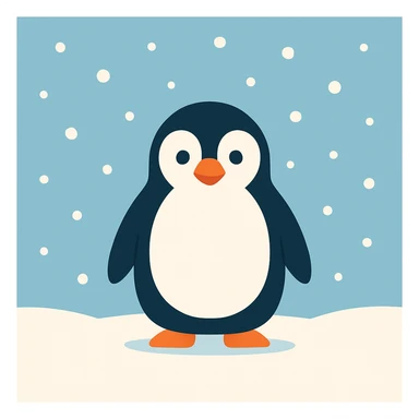 Flat design style penguin in the snow sticker