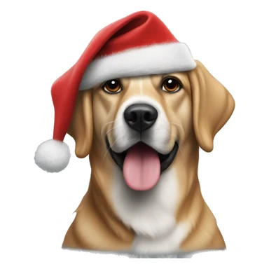 realistic dog portrait focus with Christmas hat sticker