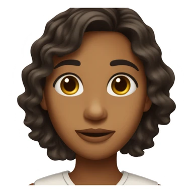 Warm olive toned skin with long dark brown wavy hair and dark brown eyes sticker