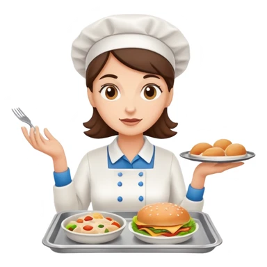 lunch lady serving gross cafeteria food, simple and expressive sticker