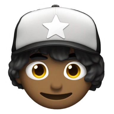 Plain black baseball cap with white star on black screen sticker