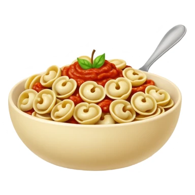 realistic, detailed, appetizing bowl of orecchiette pasta, Apple emoji style sticker