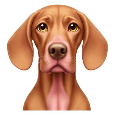 derpy vizsla with a pinkish nose sticker
