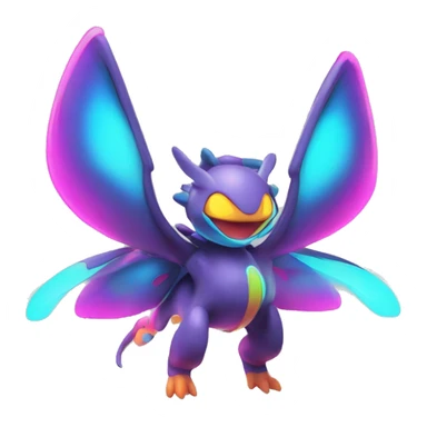 Colorful Neon Colors Vibrant Colors Flying Futuristic Fakémon-Pokémon-Creature Full Body sticker