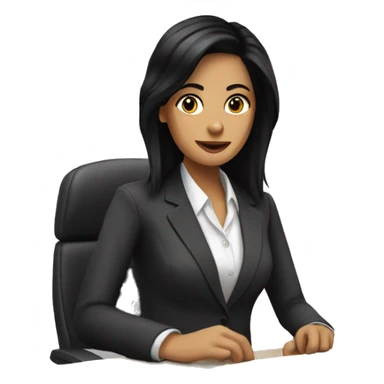 Secretary black hair computer and drinking coffee sticker