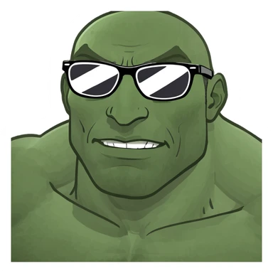 gigachad style muscular confident cool man emoji with humorous exaggerated facial features, fun and eye-catching, modern Twitch emoji style for Twitch.tv/wisko channel sticker