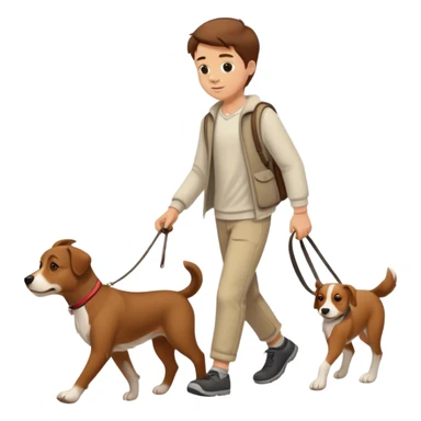 white boy with brown hairs walking with dog sticker