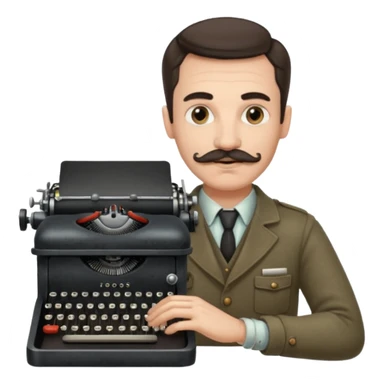 moustache man with vintage typewriter sticker