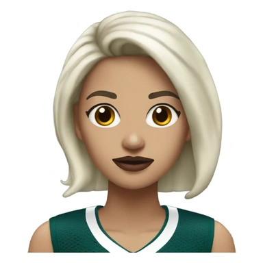  White skin female dark hair red lips wearing Philadelphia Eagles jersey sticker
