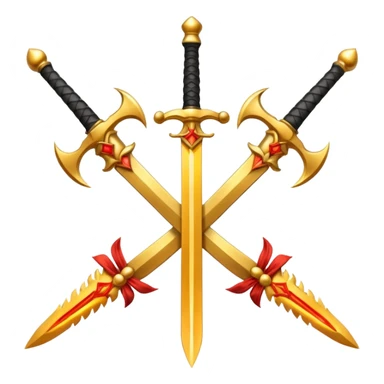 Three fiery royal golden swords crossed sticker