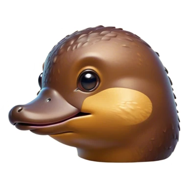 Cinematic Cute Platypus Portrait Emoji, Head tilted playfully and inquisitively, featuring a glossy brown fur with a charming, flat duckbill and round, sparkling eyes brimming with quirky wonder, Simplified yet irresistibly adorable features, highly detailed, glowing with a warm, friendly glow, high shine, affectionate and whimsical, stylized with a touch of aquatic playfulness, bright and endearing, soft glowing outline, capturing the essence of a mischievous yet lovable platypus, so playful it feels like it could waddle out of the screen into your arms! sticker