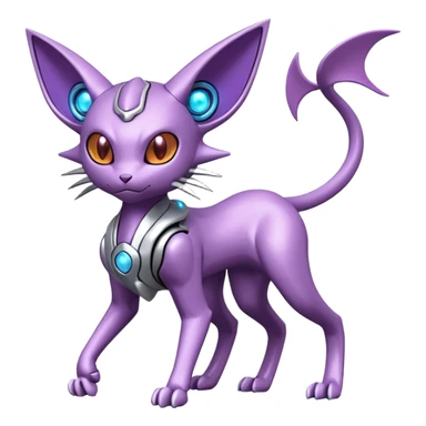 Mechanical Miraidon-Espeon-Mewtwo-Fakémon-hybrid-creature (full body) with glowing eyes  sticker