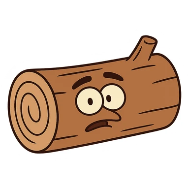 simple cartoon style wooden log, no background sticker