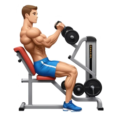 side-view bodybuilder seated weighted calf-raise machine lower leg exercise sticker